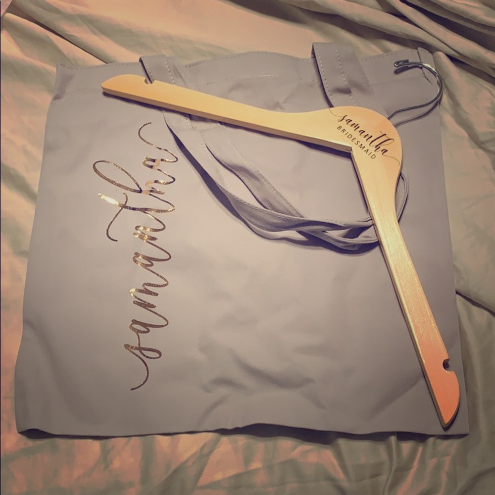 *AS IS* Bridesmaid hanger and personalized tote